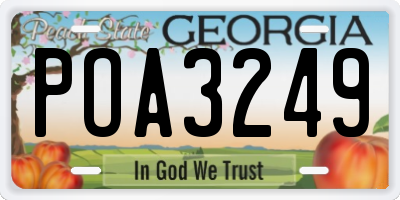 GA license plate POA3249