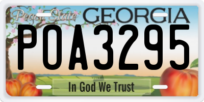 GA license plate POA3295