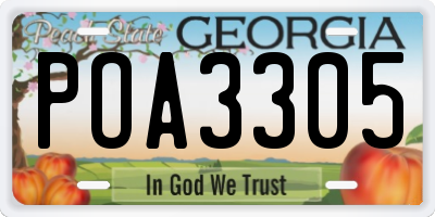 GA license plate POA3305