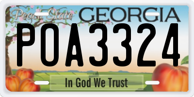 GA license plate POA3324