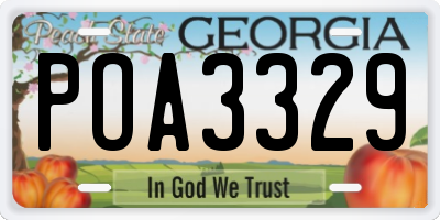 GA license plate POA3329