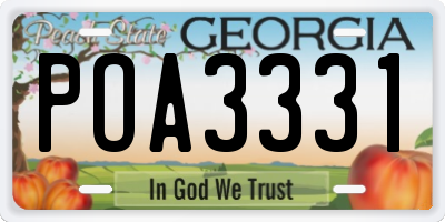 GA license plate POA3331