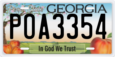 GA license plate POA3354