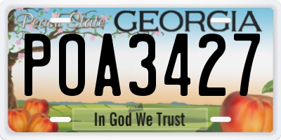 GA license plate POA3427