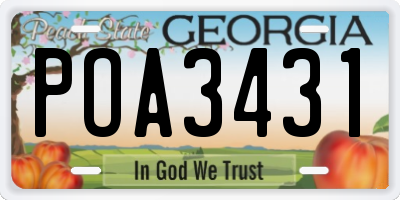 GA license plate POA3431