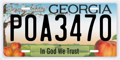 GA license plate POA3470