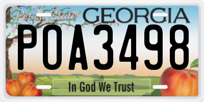 GA license plate POA3498