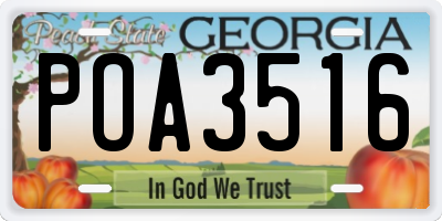 GA license plate POA3516