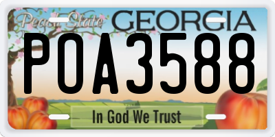 GA license plate POA3588