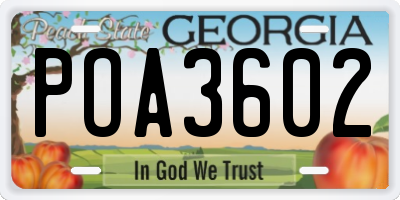 GA license plate POA3602