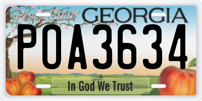 GA license plate POA3634