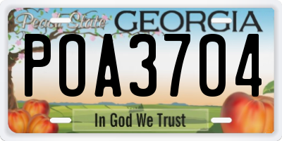 GA license plate POA3704
