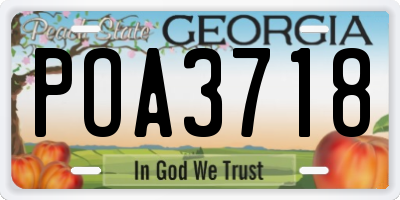 GA license plate POA3718