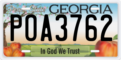 GA license plate POA3762