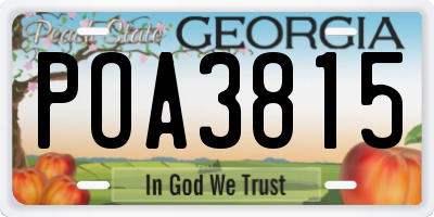 GA license plate POA3815