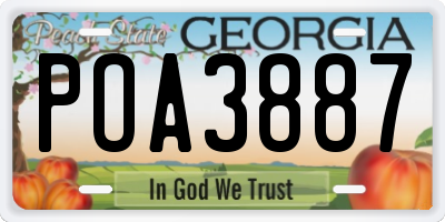 GA license plate POA3887