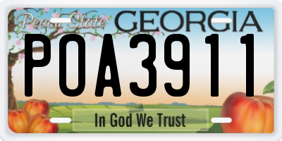 GA license plate POA3911