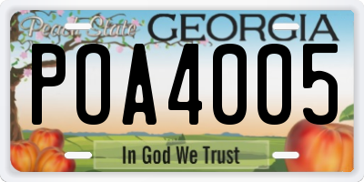 GA license plate POA4005