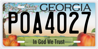 GA license plate POA4027
