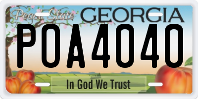 GA license plate POA4040