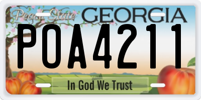 GA license plate POA4211