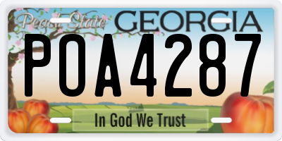 GA license plate POA4287