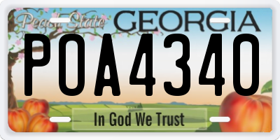 GA license plate POA4340