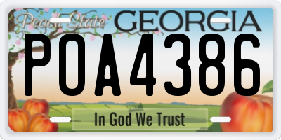 GA license plate POA4386