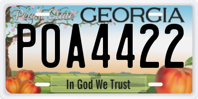 GA license plate POA4422