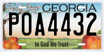 GA license plate POA4432