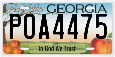 GA license plate POA4475