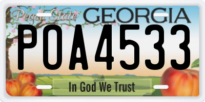 GA license plate POA4533