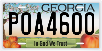GA license plate POA4600