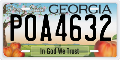 GA license plate POA4632