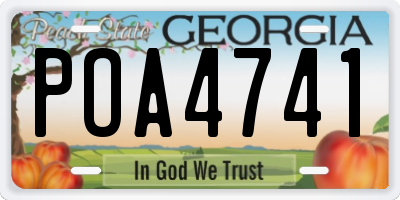 GA license plate POA4741