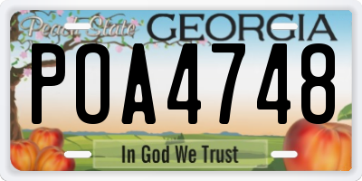 GA license plate POA4748