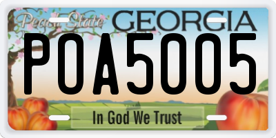 GA license plate POA5005