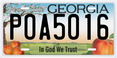GA license plate POA5016