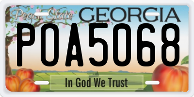 GA license plate POA5068