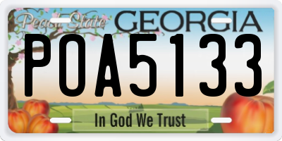 GA license plate POA5133