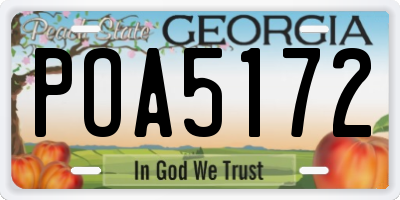 GA license plate POA5172
