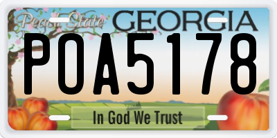 GA license plate POA5178