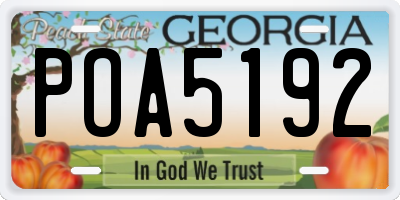 GA license plate POA5192
