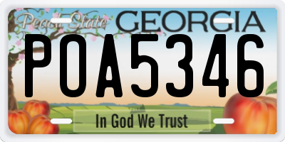 GA license plate POA5346