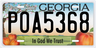 GA license plate POA5368