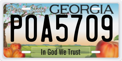 GA license plate POA5709