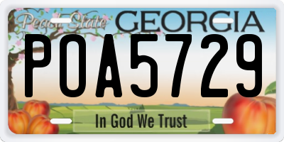 GA license plate POA5729