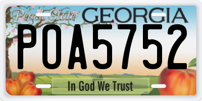 GA license plate POA5752