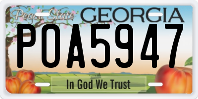 GA license plate POA5947