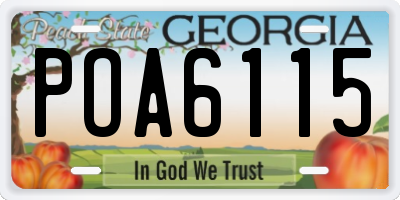 GA license plate POA6115